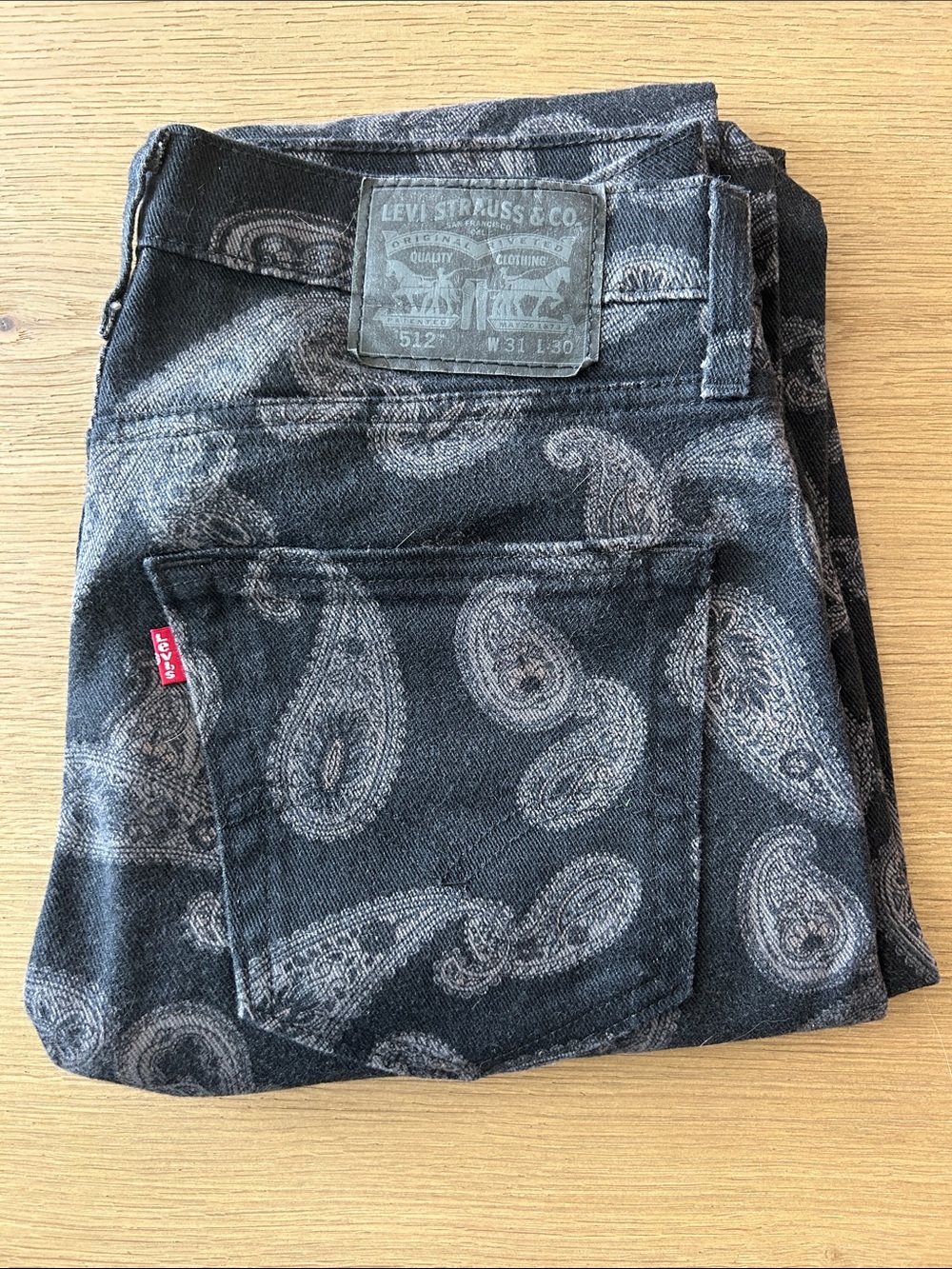 Levi's 512 Black & Gray Paisley Slim Straight Jeans